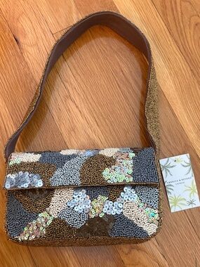 NWT America and Beyond Beaded Sequin Shoulder Bag